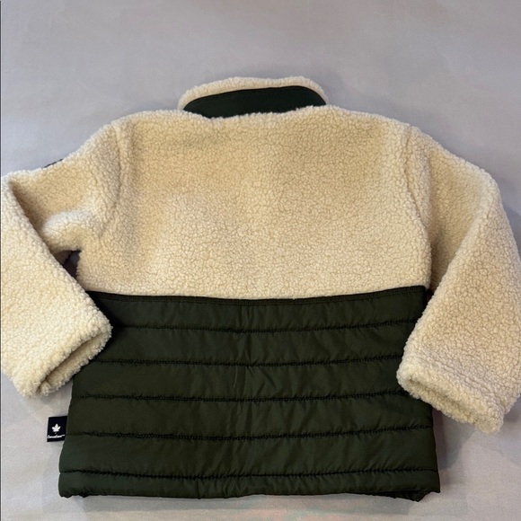 Canadiana Kids Jacket Sherpa Fleece Green and Cream Unisex Toddler Size 3T - Picture 7 of 14